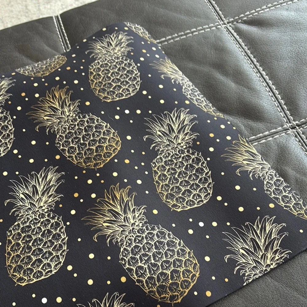 Pineapple Patterned Black and Gold Door Mat Non Skid